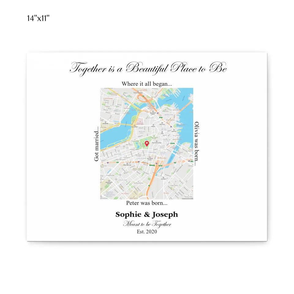 Custom Wall Art - Rectangle Location Map - ARTFULANE