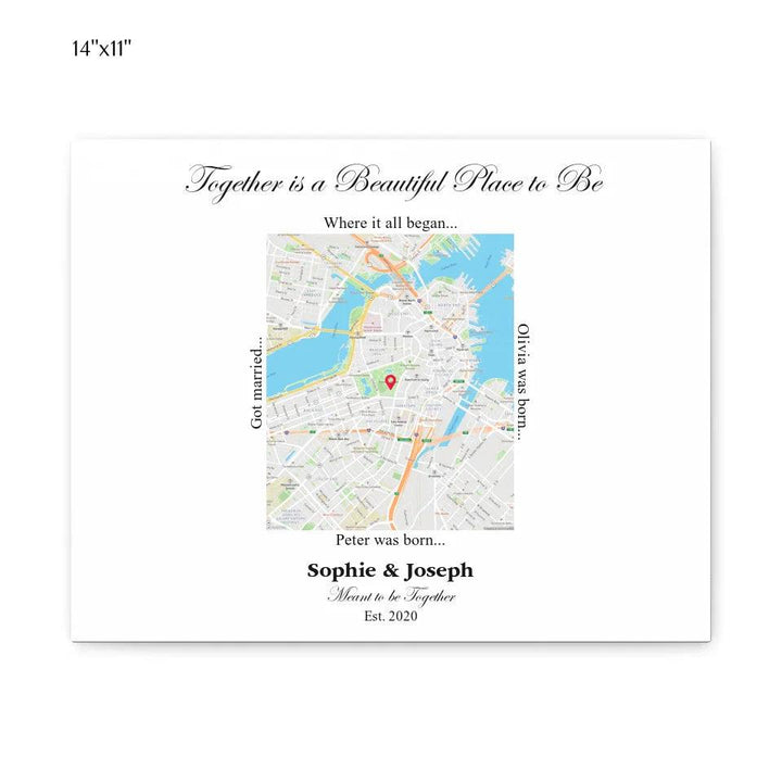 Custom Wall Art - Rectangle Location Map - ARTFULANE
