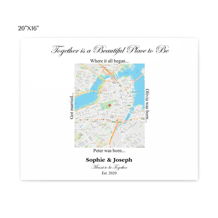 Custom Wall Art - Rectangle Location Map - ARTFULANE