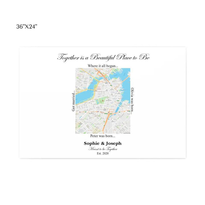 Custom Wall Art - Rectangle Location Map - ARTFULANE