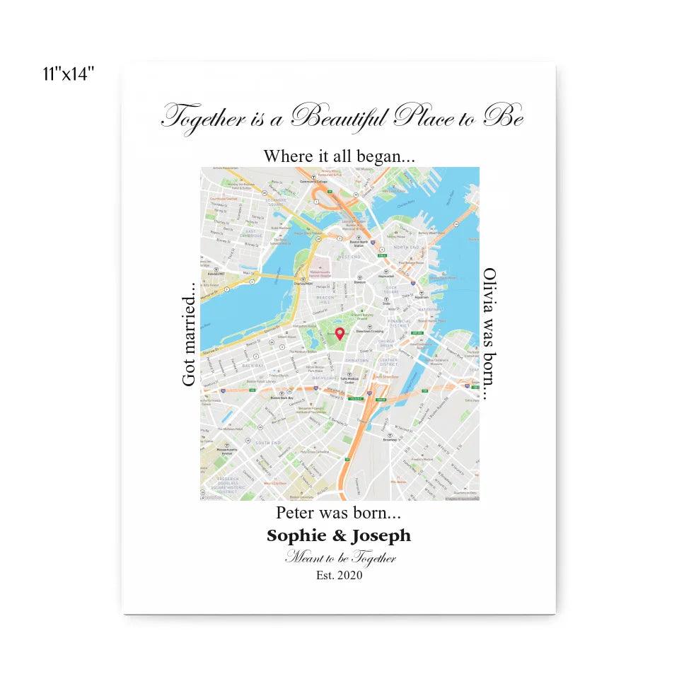 Custom Wall Art - Rectangle Location Map - ARTFULANE