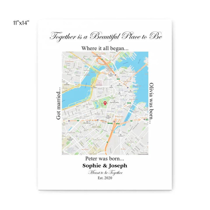 Custom Wall Art - Rectangle Location Map - ARTFULANE