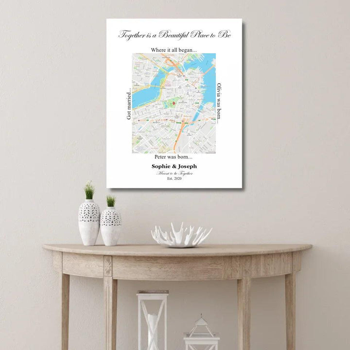Custom Wall Art - Rectangle Location Map - ARTFULANE