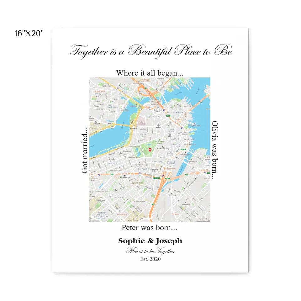 Custom Wall Art - Rectangle Location Map - ARTFULANE