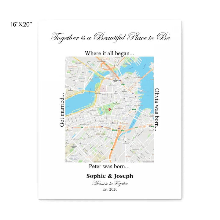 Custom Wall Art - Rectangle Location Map - ARTFULANE