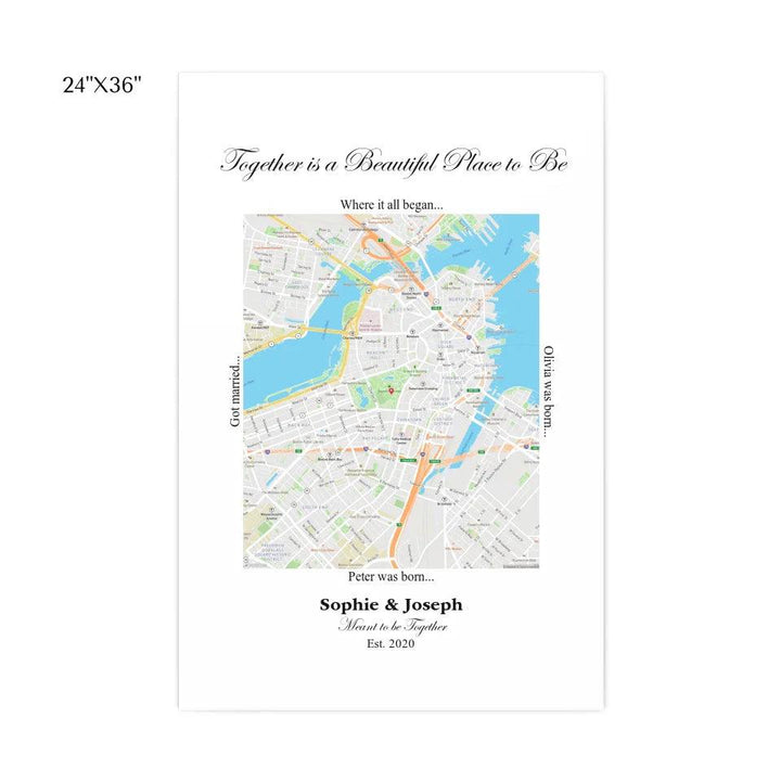 Custom Wall Art - Rectangle Location Map - ARTFULANE
