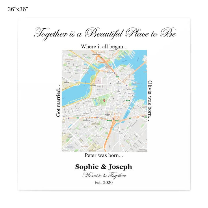 Custom Wall Art - Rectangle Location Map - ARTFULANE