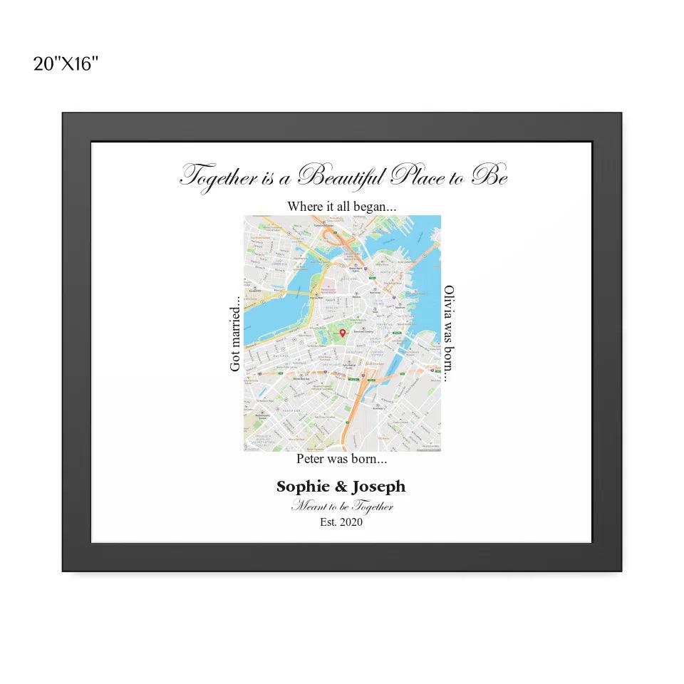 Custom Wall Art - Rectangle Location Map - ARTFULANE