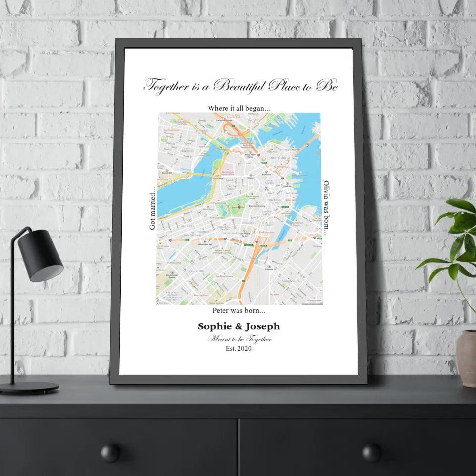 Custom Wall Art - Rectangle Location Map - ARTFULANE