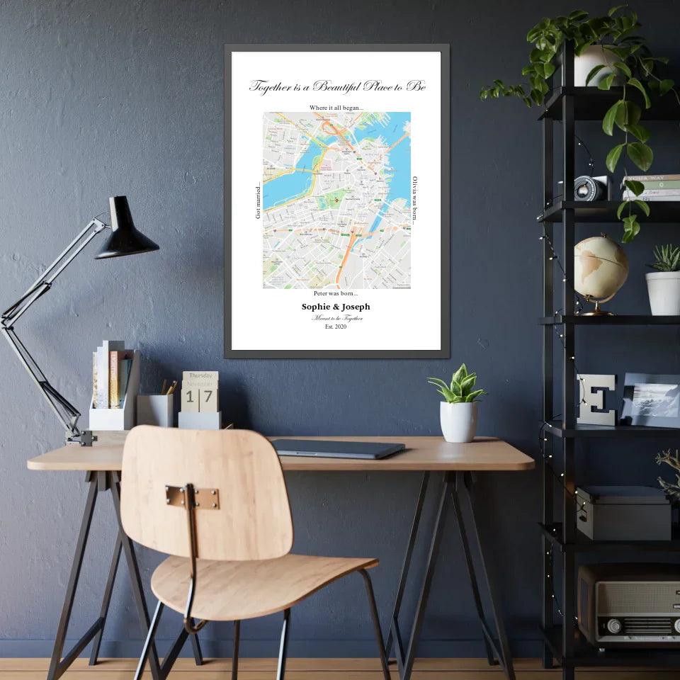 Custom Wall Art - Rectangle Location Map - ARTFULANE