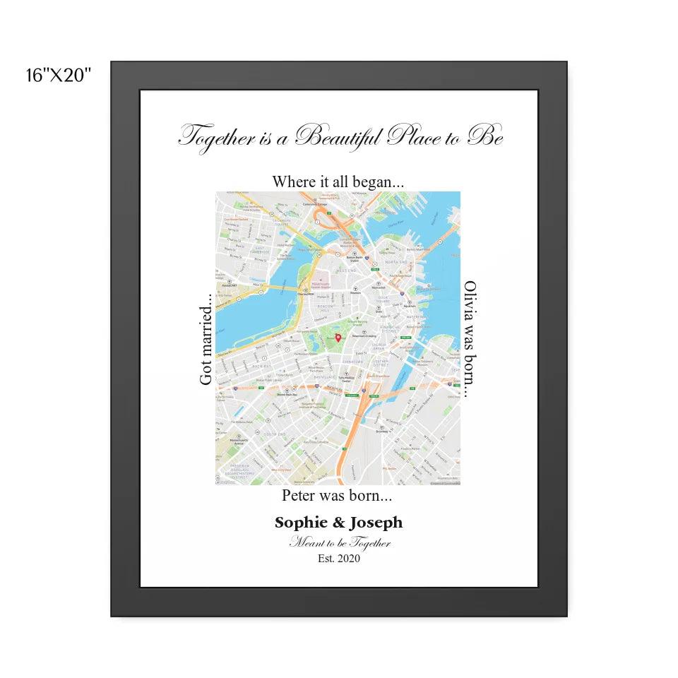 Custom Wall Art - Rectangle Location Map - ARTFULANE