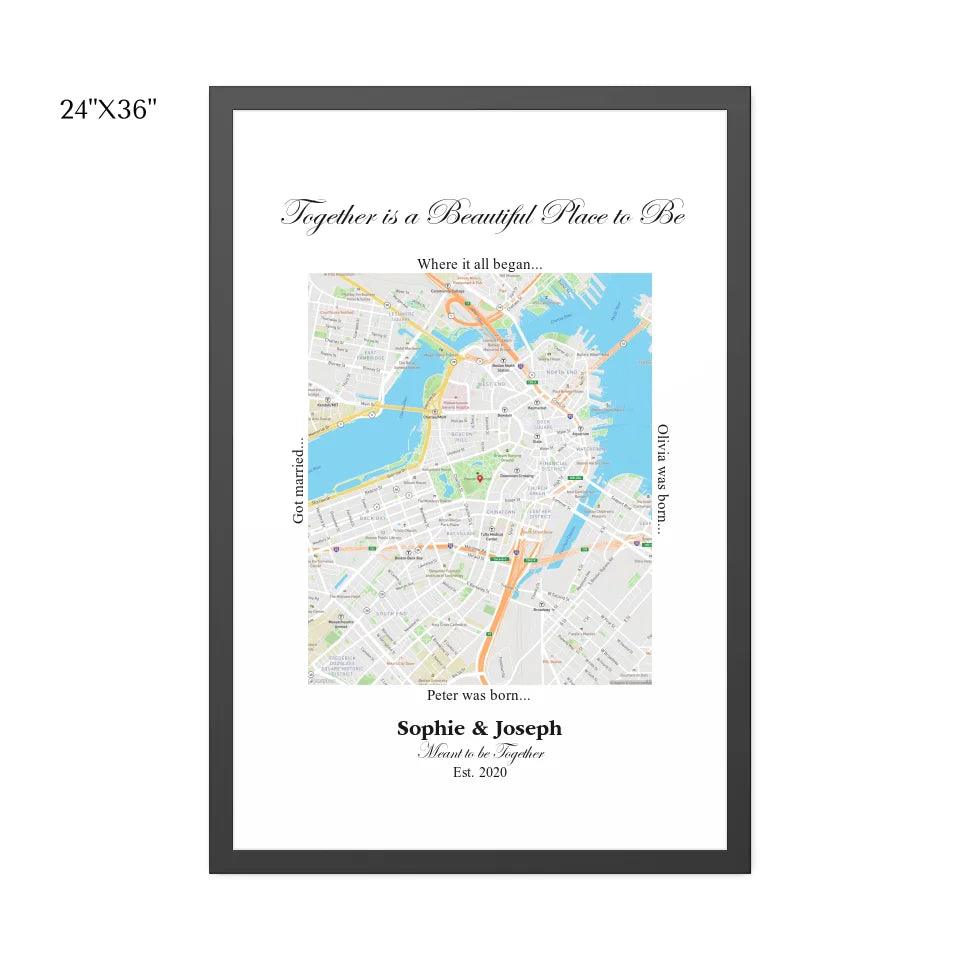 Custom Wall Art - Rectangle Location Map - ARTFULANE