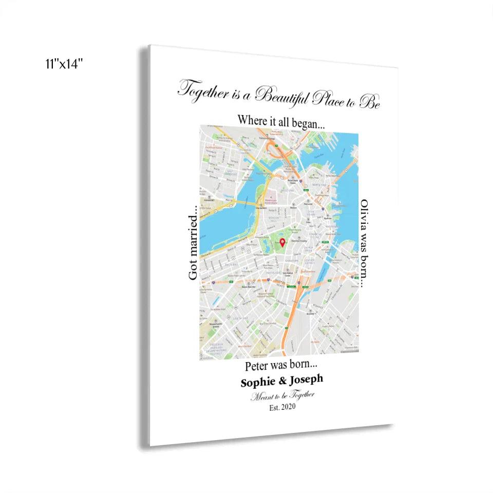 Custom Wall Art - Rectangle Location Map - ARTFULANE