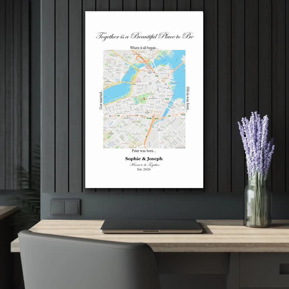 Custom Wall Art - Rectangle Location Map - ARTFULANE