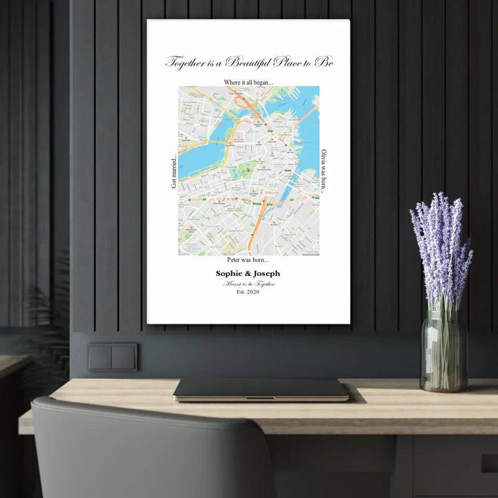 Custom Wall Art - Rectangle Location Map - ARTFULANE