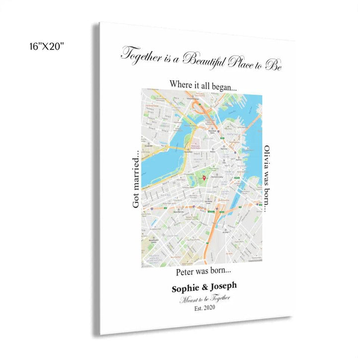 Custom Wall Art - Rectangle Location Map - ARTFULANE
