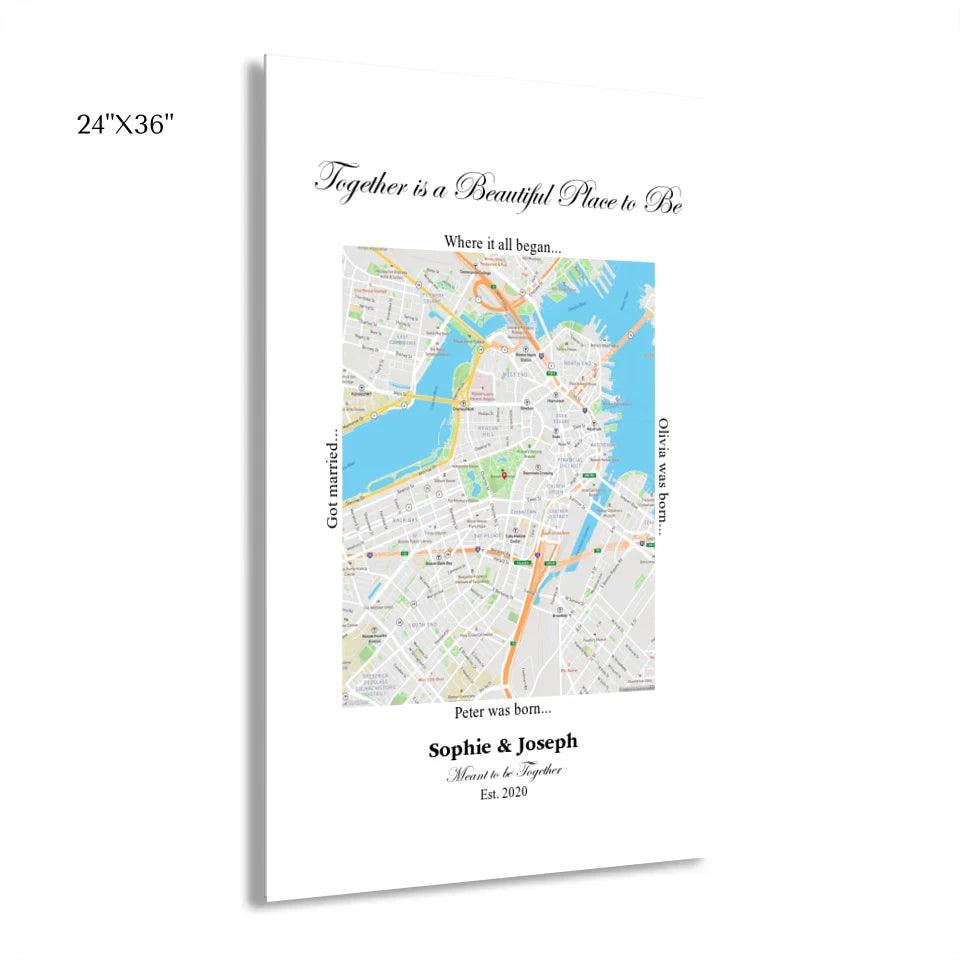 Custom Wall Art - Rectangle Location Map - ARTFULANE