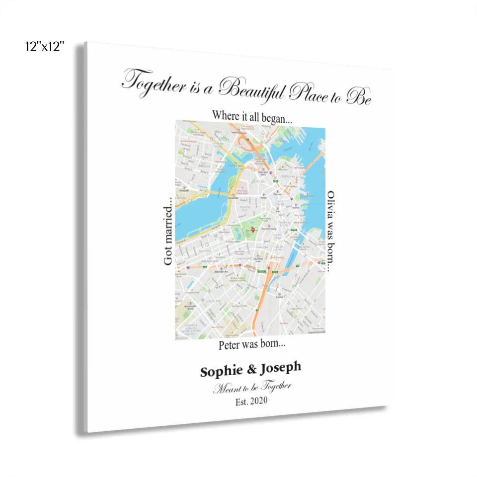 Custom Wall Art - Rectangle Location Map - ARTFULANE