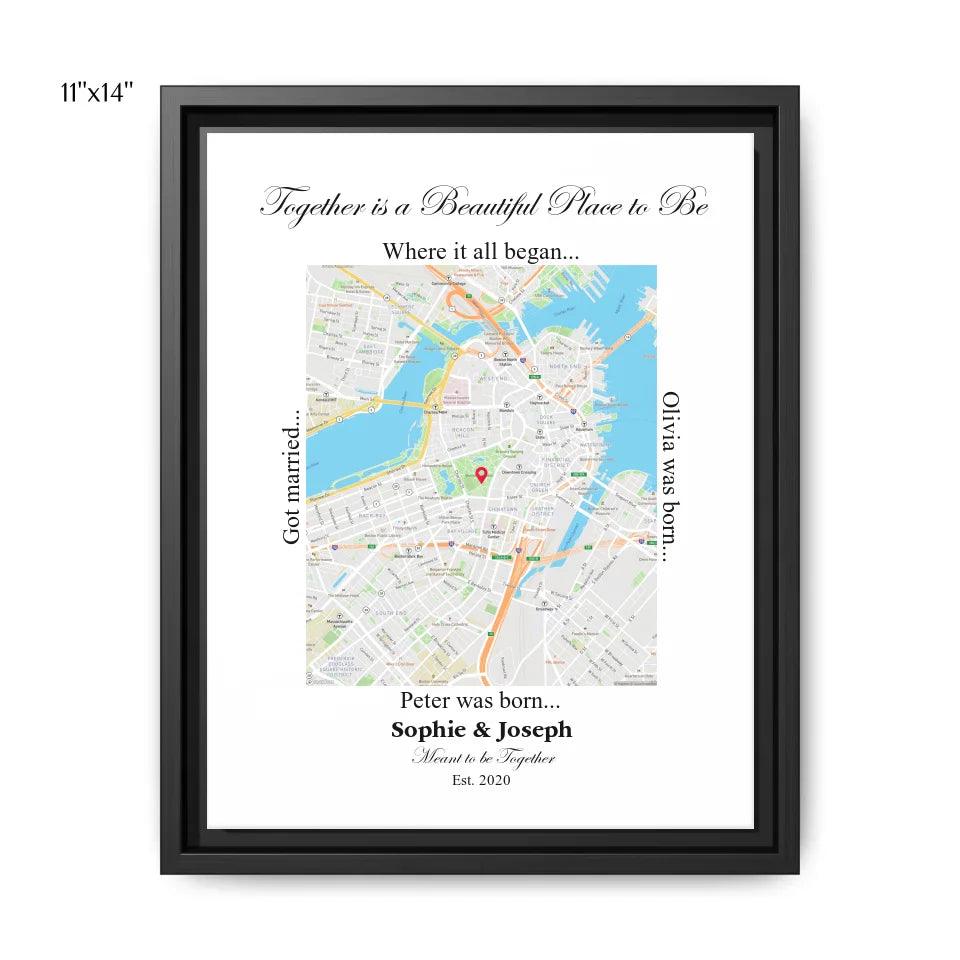 Custom Wall Art - Rectangle Location Map - ARTFULANE