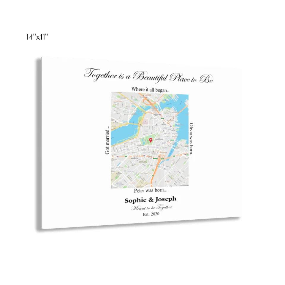 Custom Wall Art - Rectangle Location Map - ARTFULANE