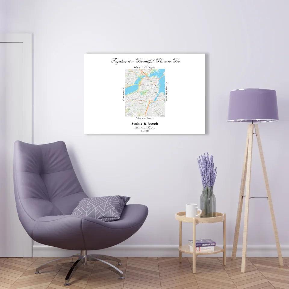 Custom Wall Art - Rectangle Location Map - ARTFULANE