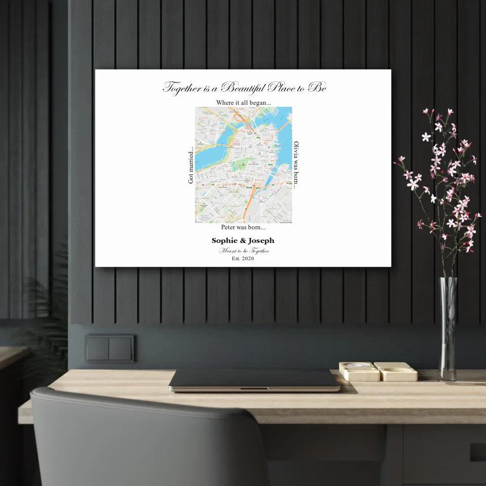 Custom Wall Art - Rectangle Location Map - ARTFULANE