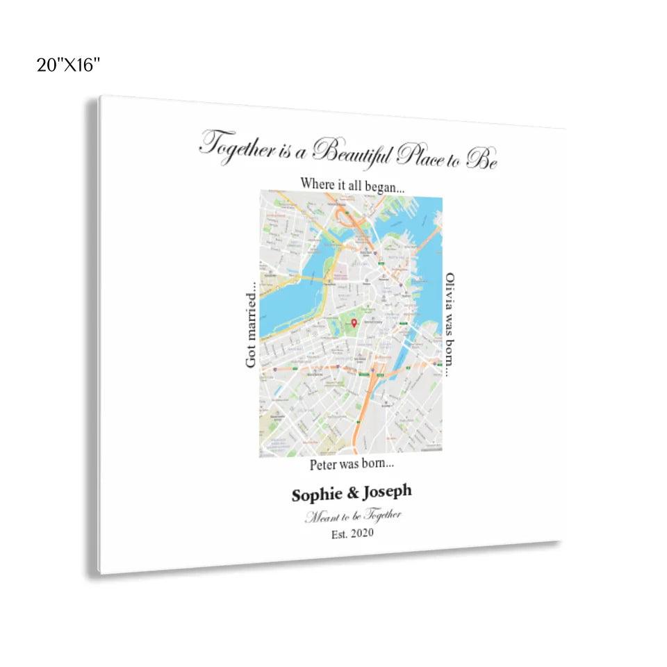 Custom Wall Art - Rectangle Location Map - ARTFULANE