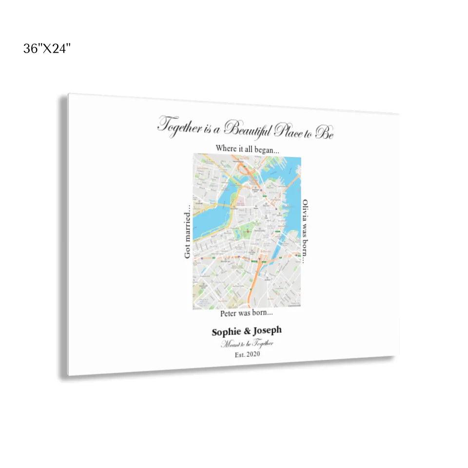 Custom Wall Art - Rectangle Location Map - ARTFULANE