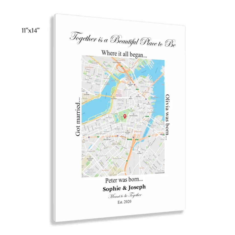 Custom Wall Art - Rectangle Location Map - ARTFULANE
