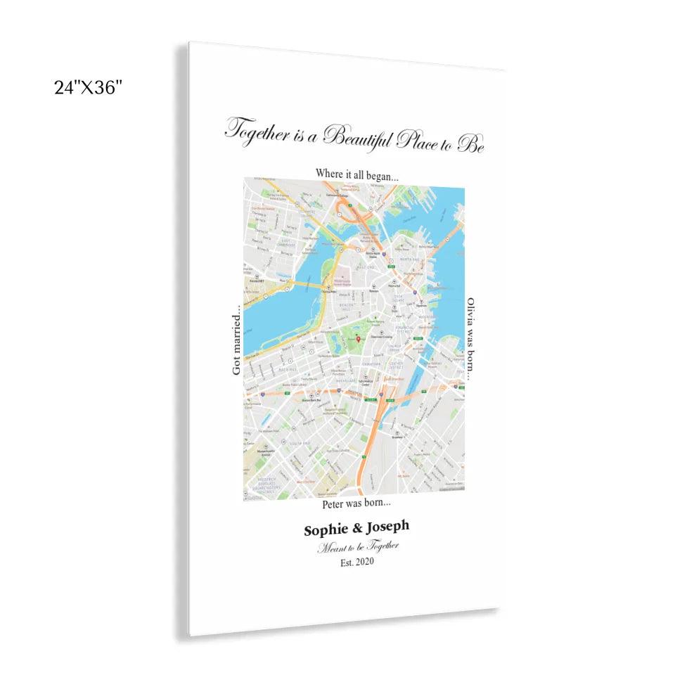 Custom Wall Art - Rectangle Location Map - ARTFULANE