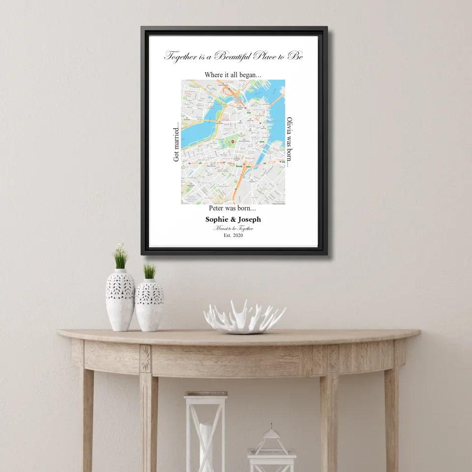 Custom Wall Art - Rectangle Location Map - ARTFULANE