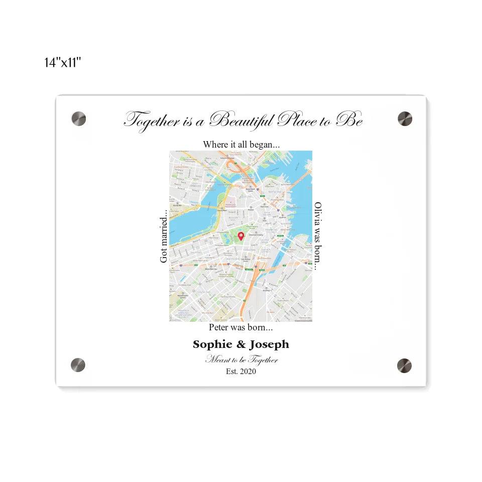 Custom Wall Art - Rectangle Location Map - ARTFULANE