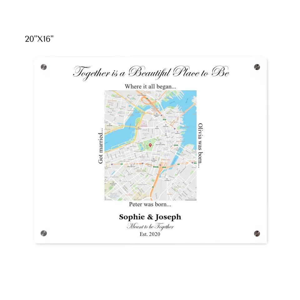 Custom Wall Art - Rectangle Location Map - ARTFULANE