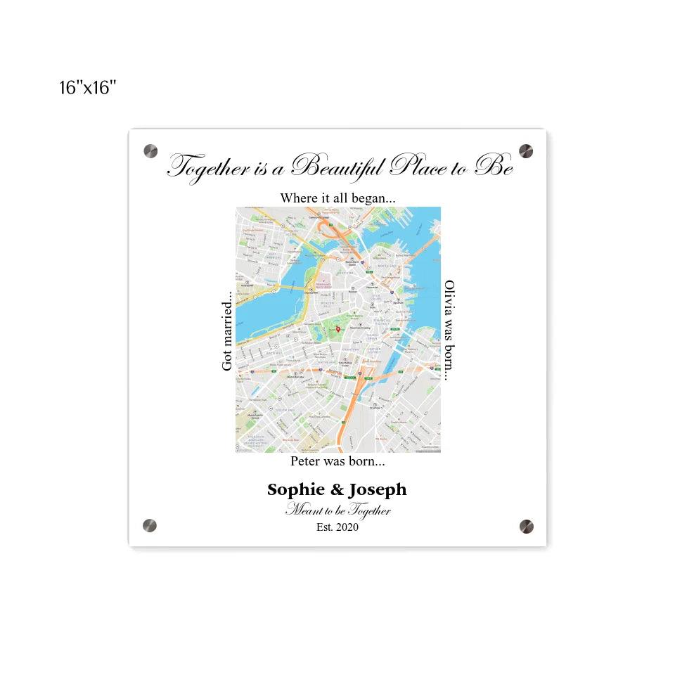 Custom Wall Art - Rectangle Location Map - ARTFULANE