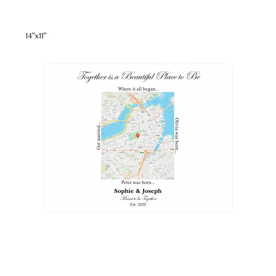 Custom Wall Art - Rectangle Location Map - ARTFULANE