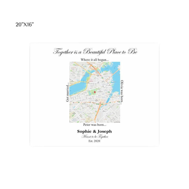 Custom Wall Art - Rectangle Location Map - ARTFULANE