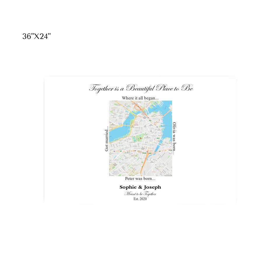Custom Wall Art - Rectangle Location Map - ARTFULANE