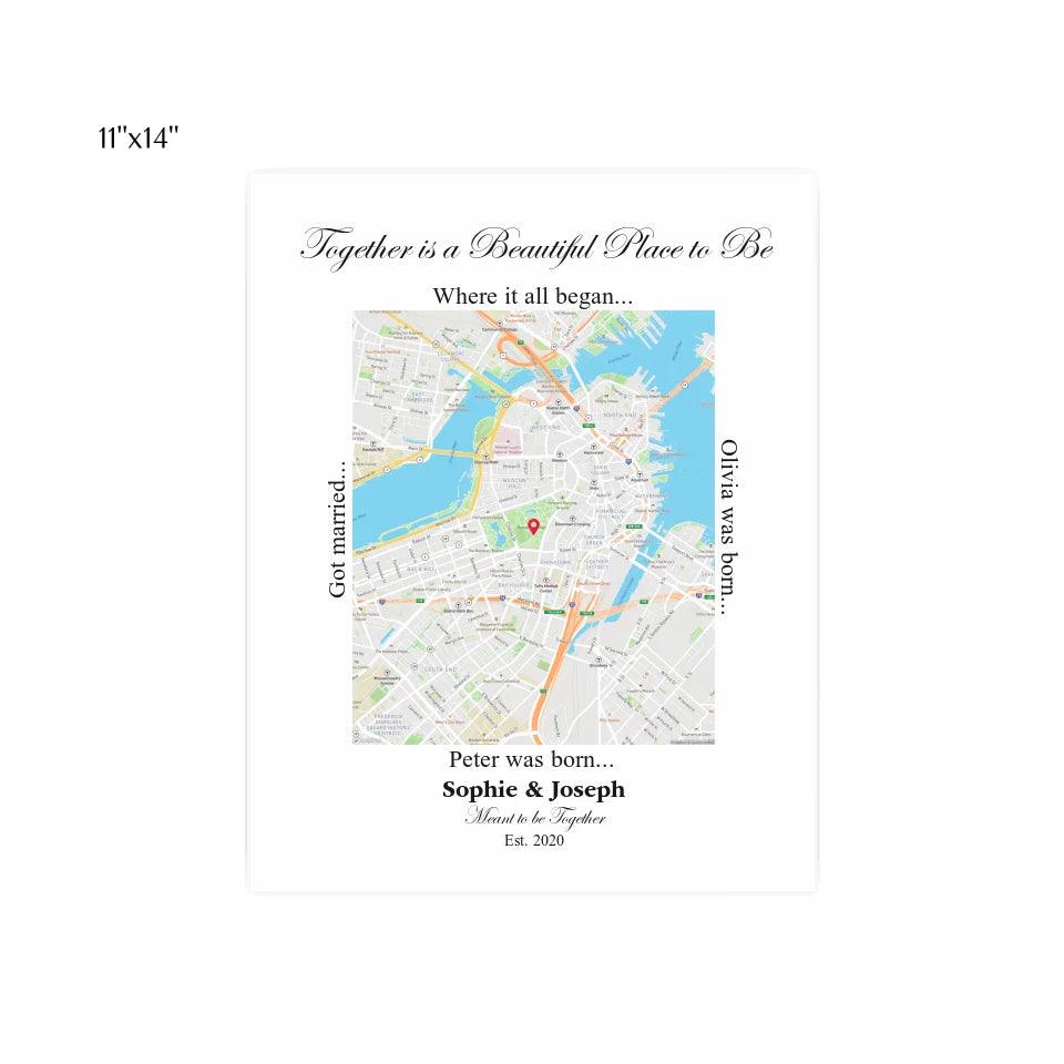 Custom Wall Art - Rectangle Location Map - ARTFULANE