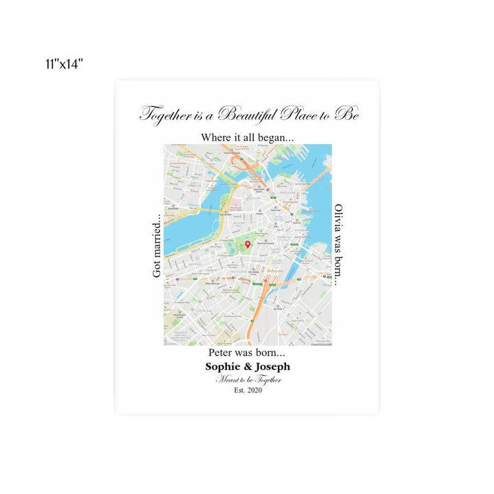 Custom Wall Art - Rectangle Location Map - ARTFULANE