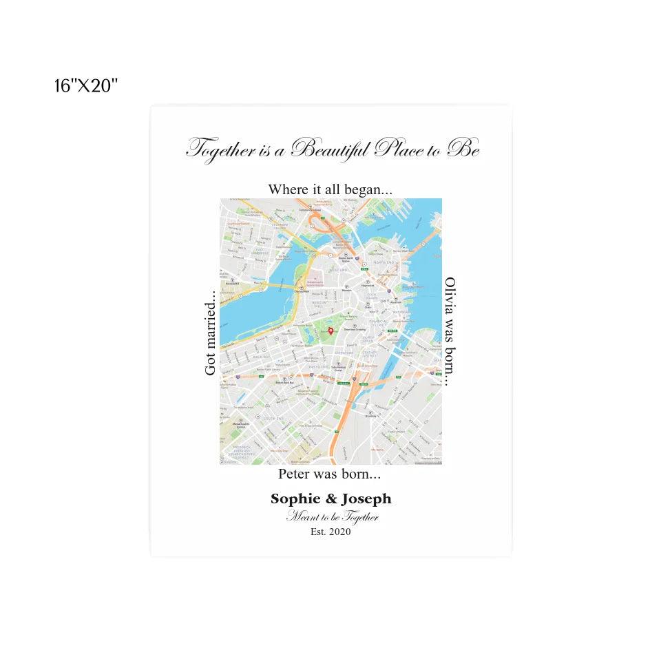 Custom Wall Art - Rectangle Location Map - ARTFULANE