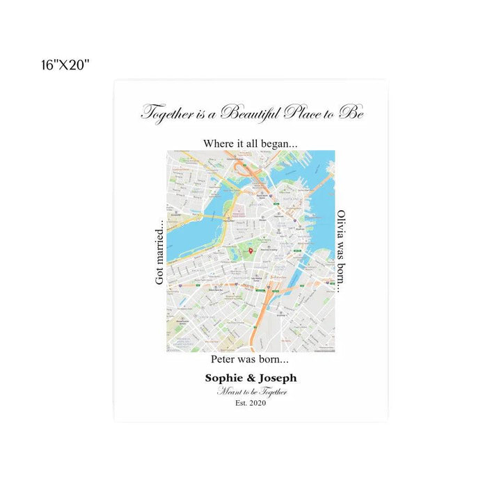 Custom Wall Art - Rectangle Location Map - ARTFULANE