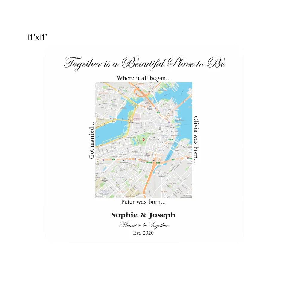 Custom Wall Art - Rectangle Location Map - ARTFULANE