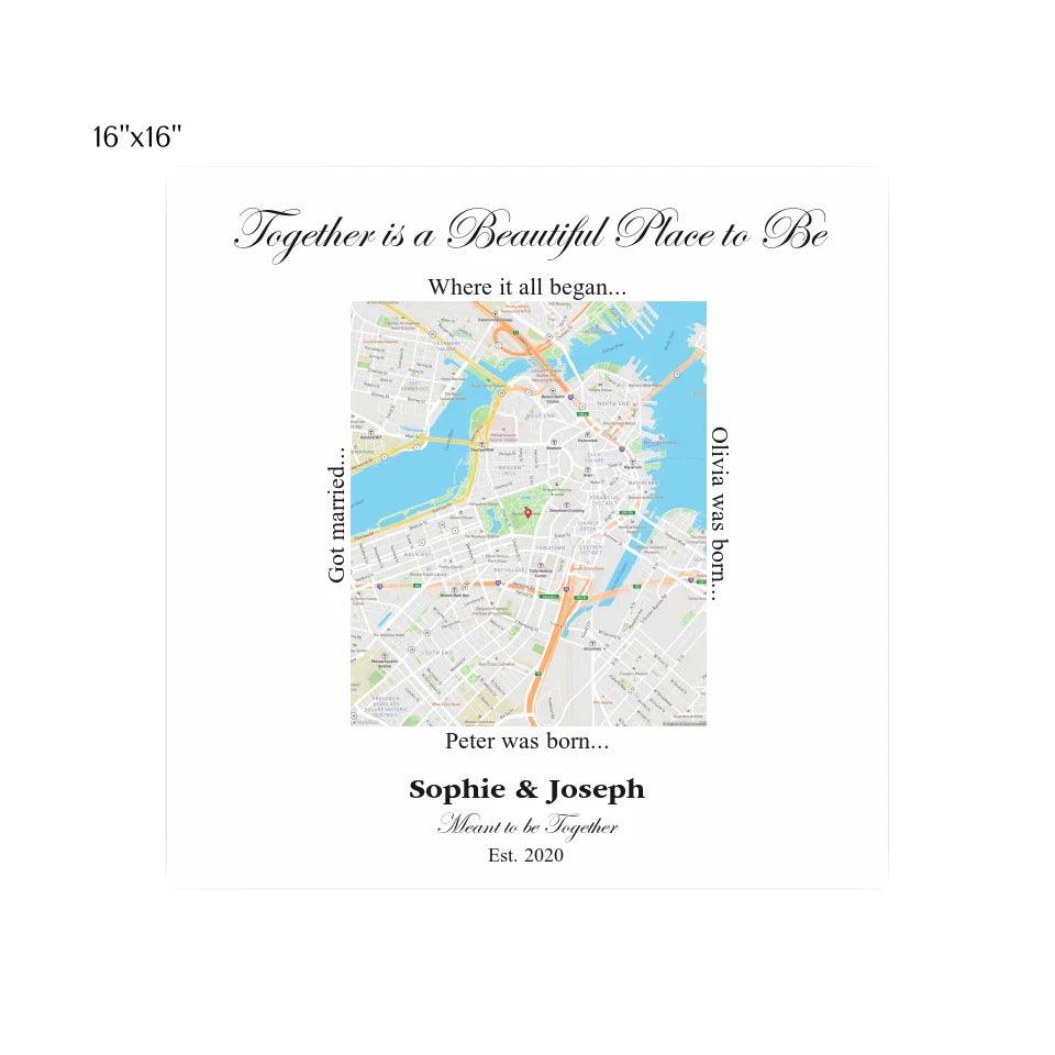 Custom Wall Art - Rectangle Location Map - ARTFULANE