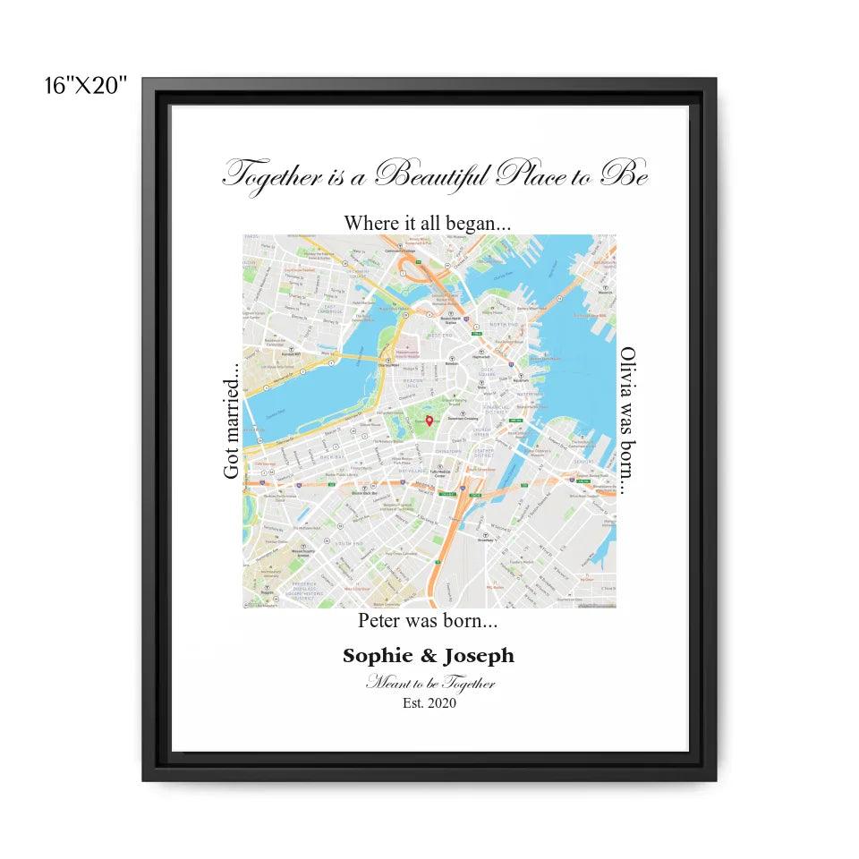 Custom Wall Art - Square Location Map - ARTFULANE
