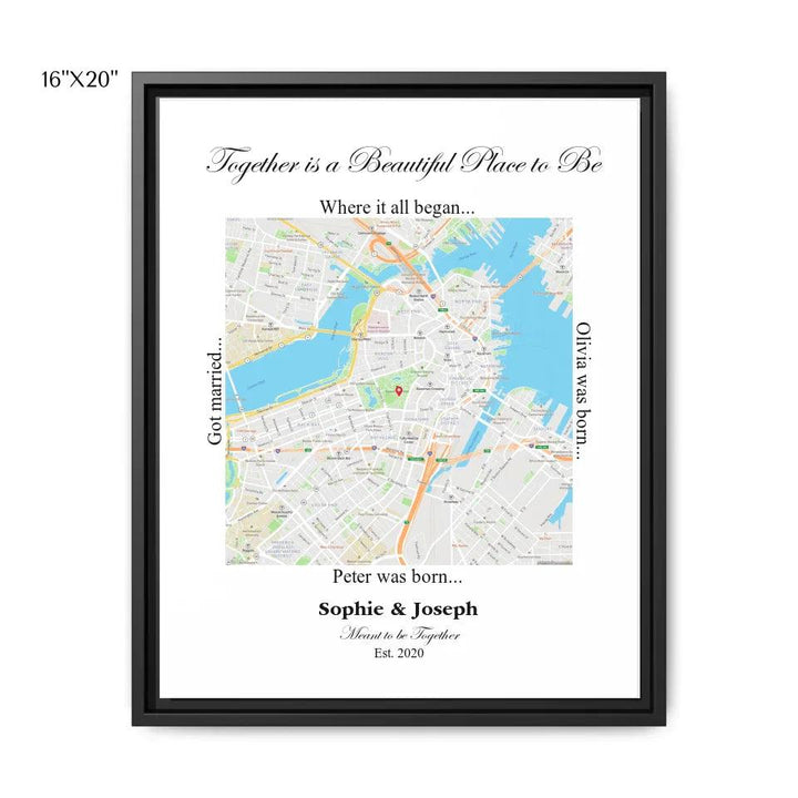 Custom Wall Art - Square Location Map - ARTFULANE