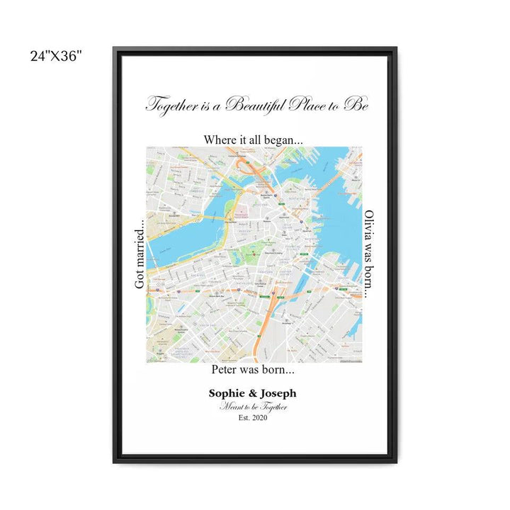 Custom Wall Art - Square Location Map - ARTFULANE