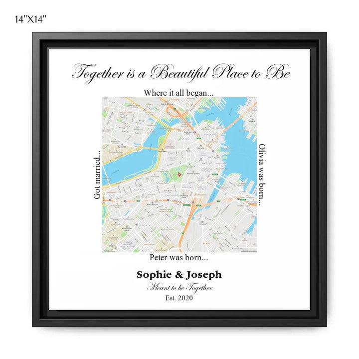 Custom Wall Art - Square Location Map - ARTFULANE