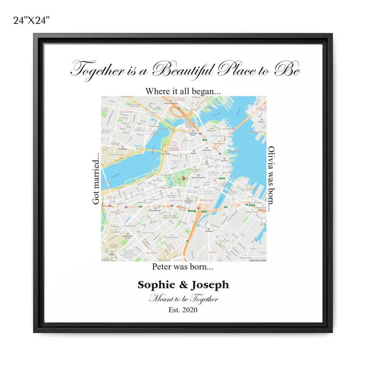 Custom Wall Art - Square Location Map - ARTFULANE