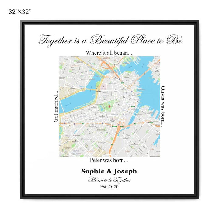 Custom Wall Art - Square Location Map - ARTFULANE
