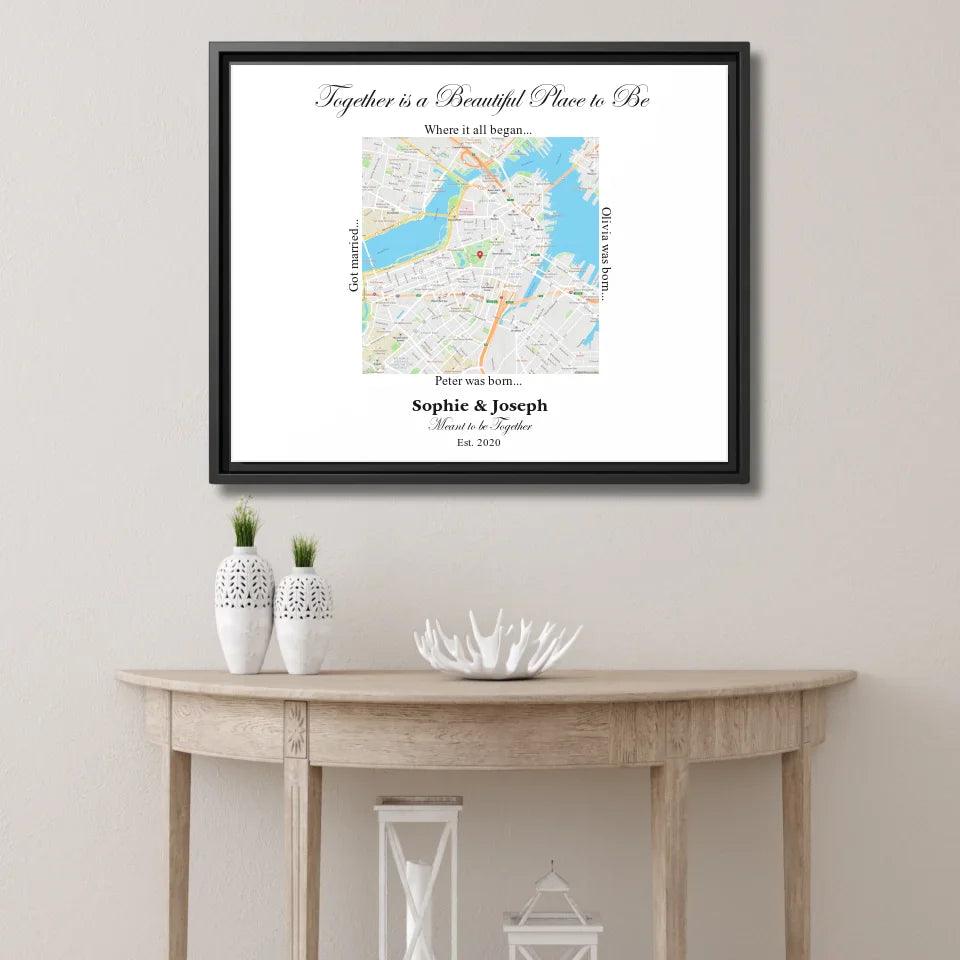 Custom Wall Art - Square Location Map - ARTFULANE